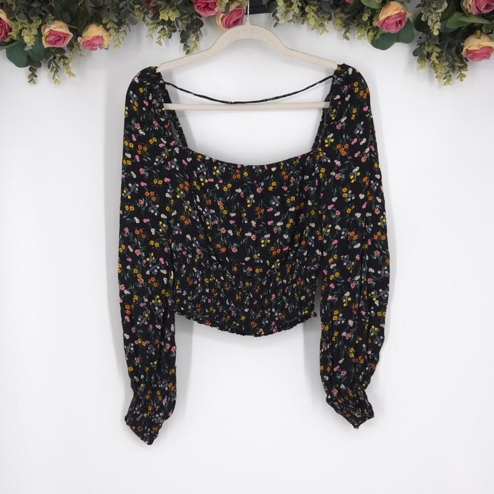 AFRM Spring Garden Ditsy Long Sleeve Floral Crop Top Size Medium